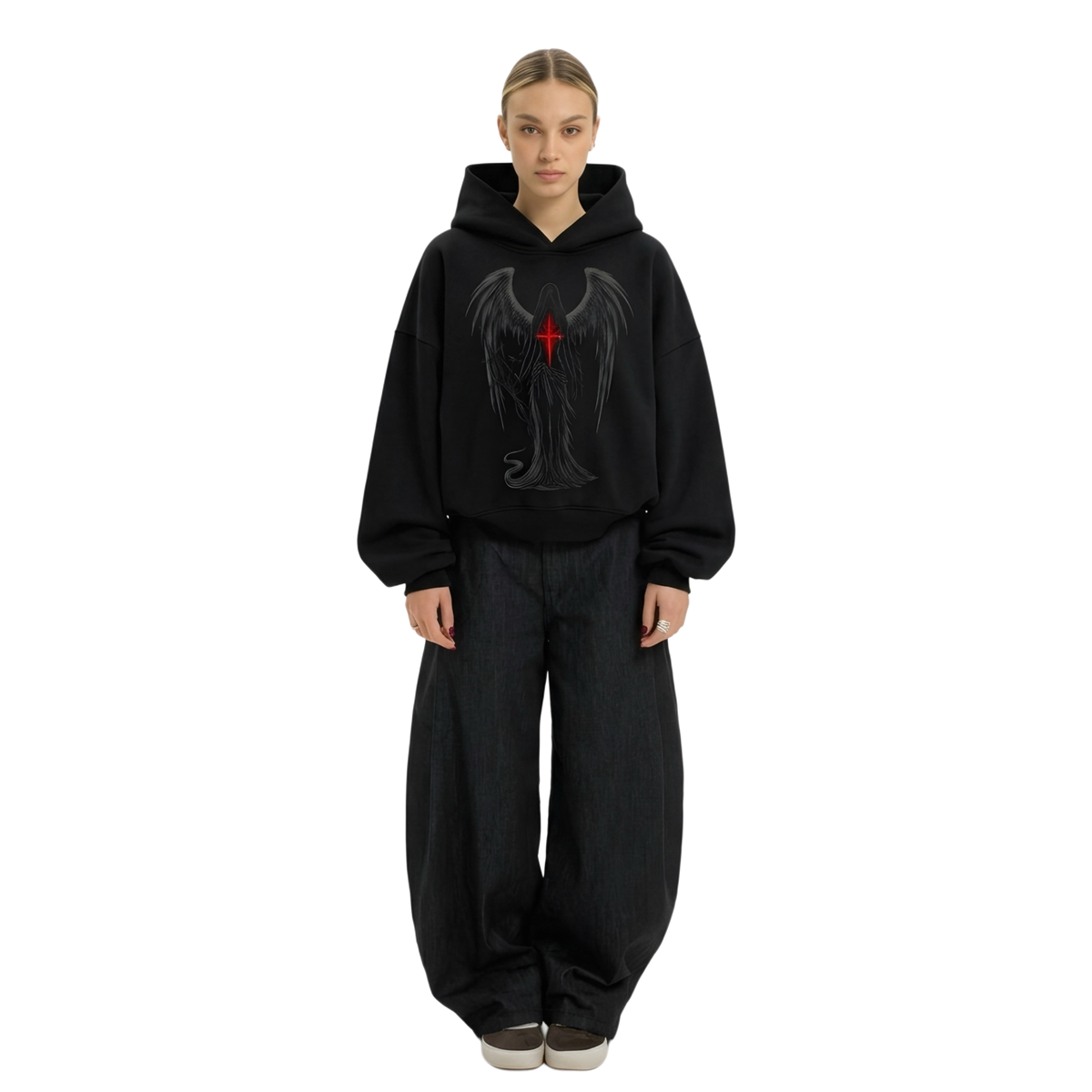 CRIMSON FALLEN ANGEL BOXY FIT HOODIE
