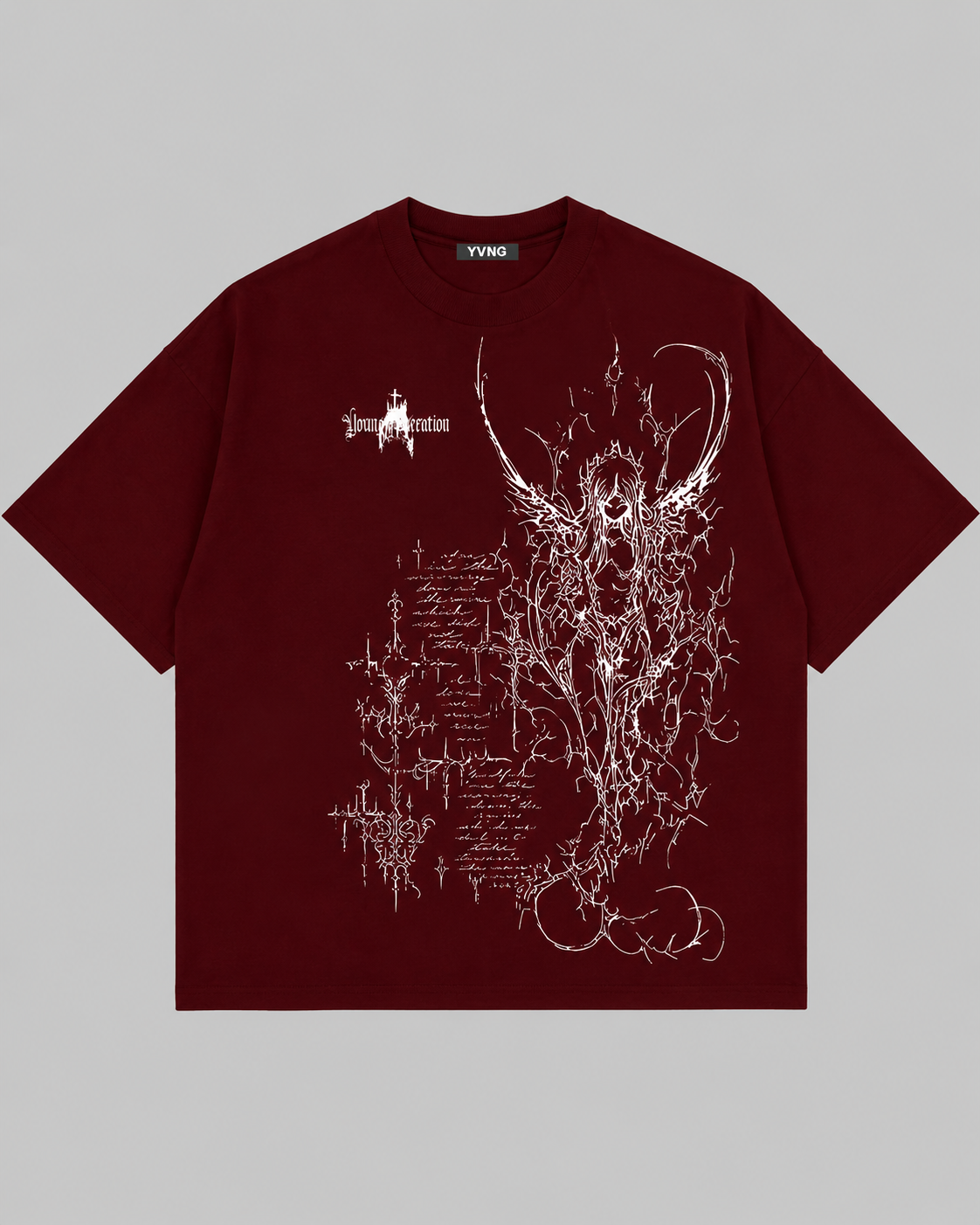 CATHEDRAL IN FLAMES BURGUNDY BOXY FIT SHIRT