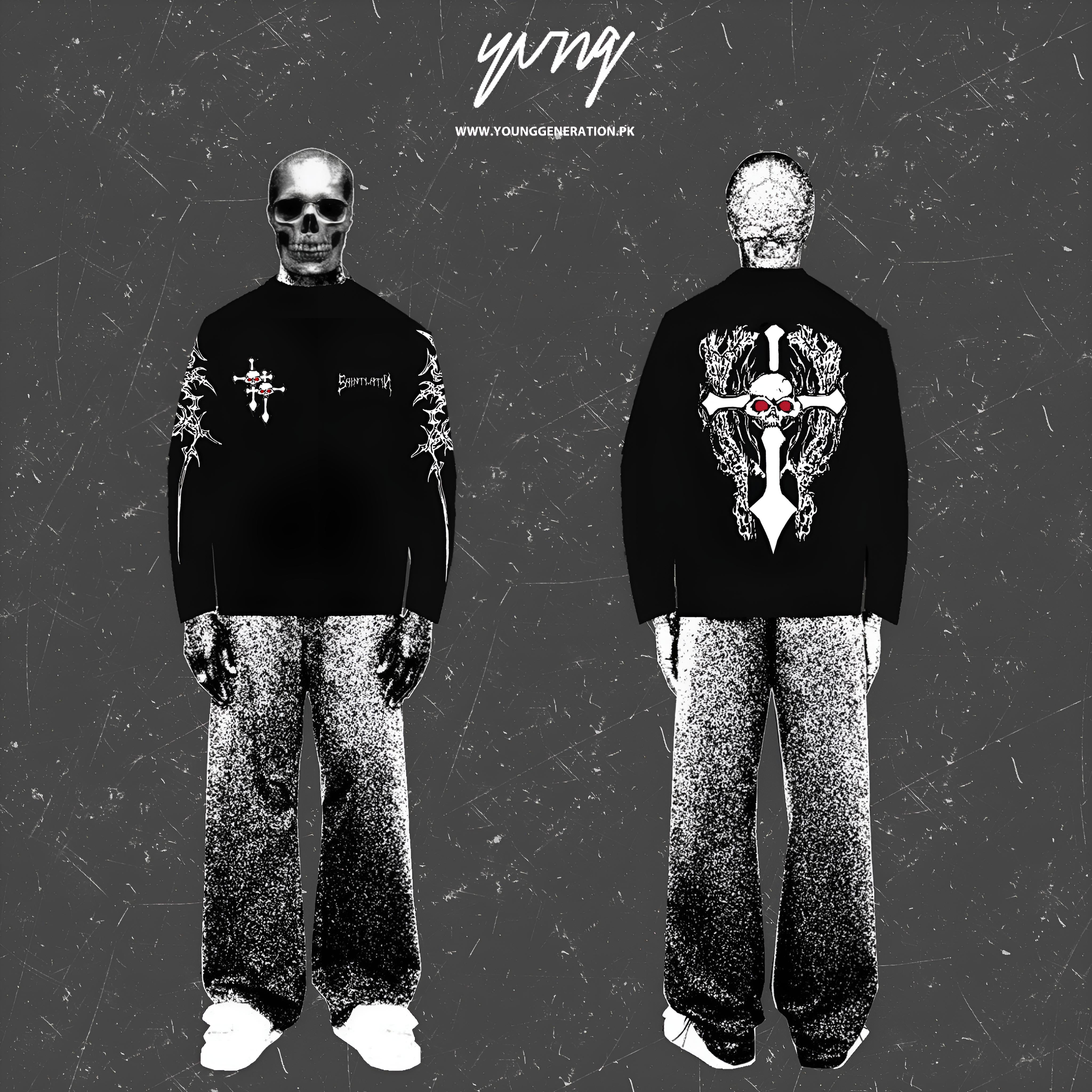 VINTAGE SKULL FULL SLEEVE T-SHIRT