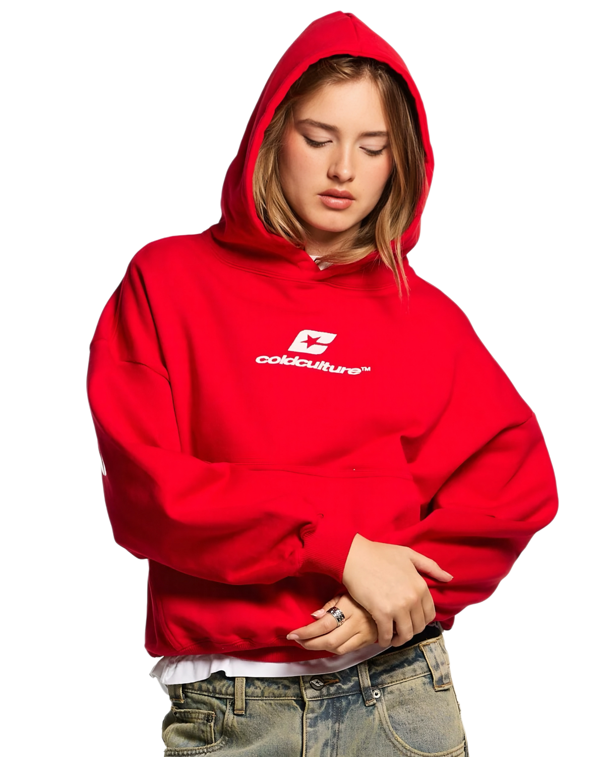 COLD CULTURE RED BAGGY BOXY FIT HOODIE