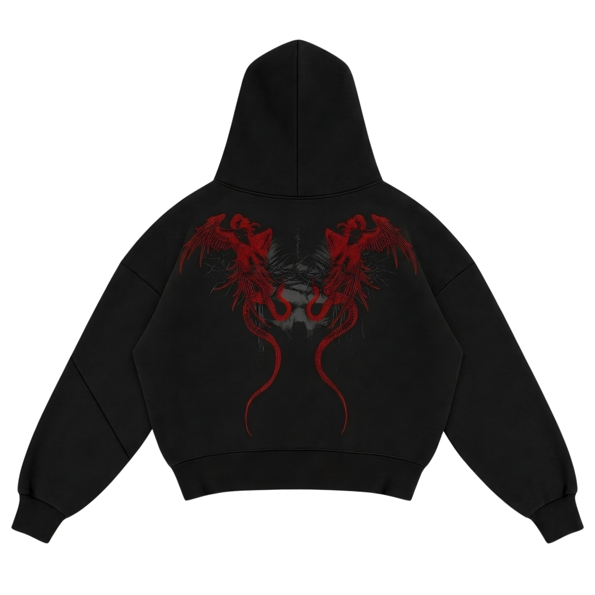 CRIMSON FALLEN ANGEL BOXY FIT HOODIE