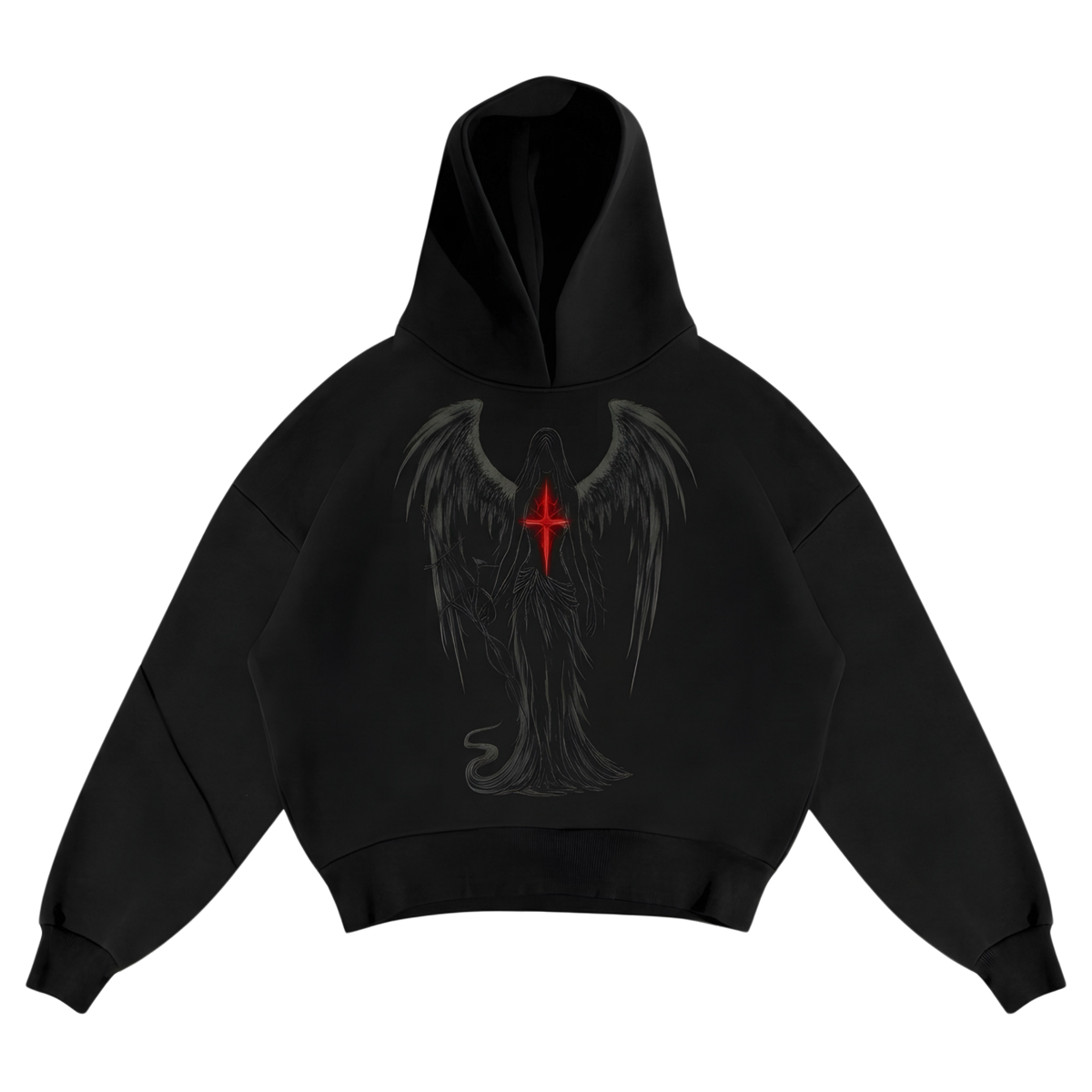 CRIMSON FALLEN ANGEL BOXY FIT HOODIE