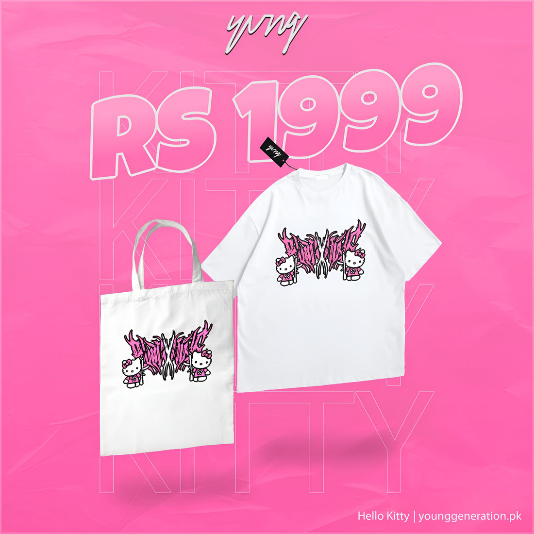 HELLO KITTY OVERSIZE T-SHIRT AND TOTE BAG