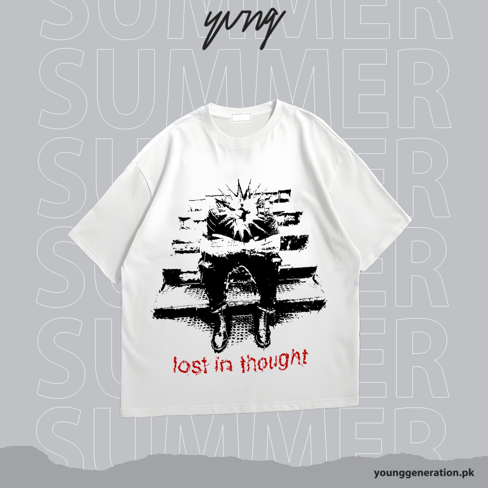 LOST IN THOUGHTS OVERSIZE & DROP SHOULDER T-SHIRT