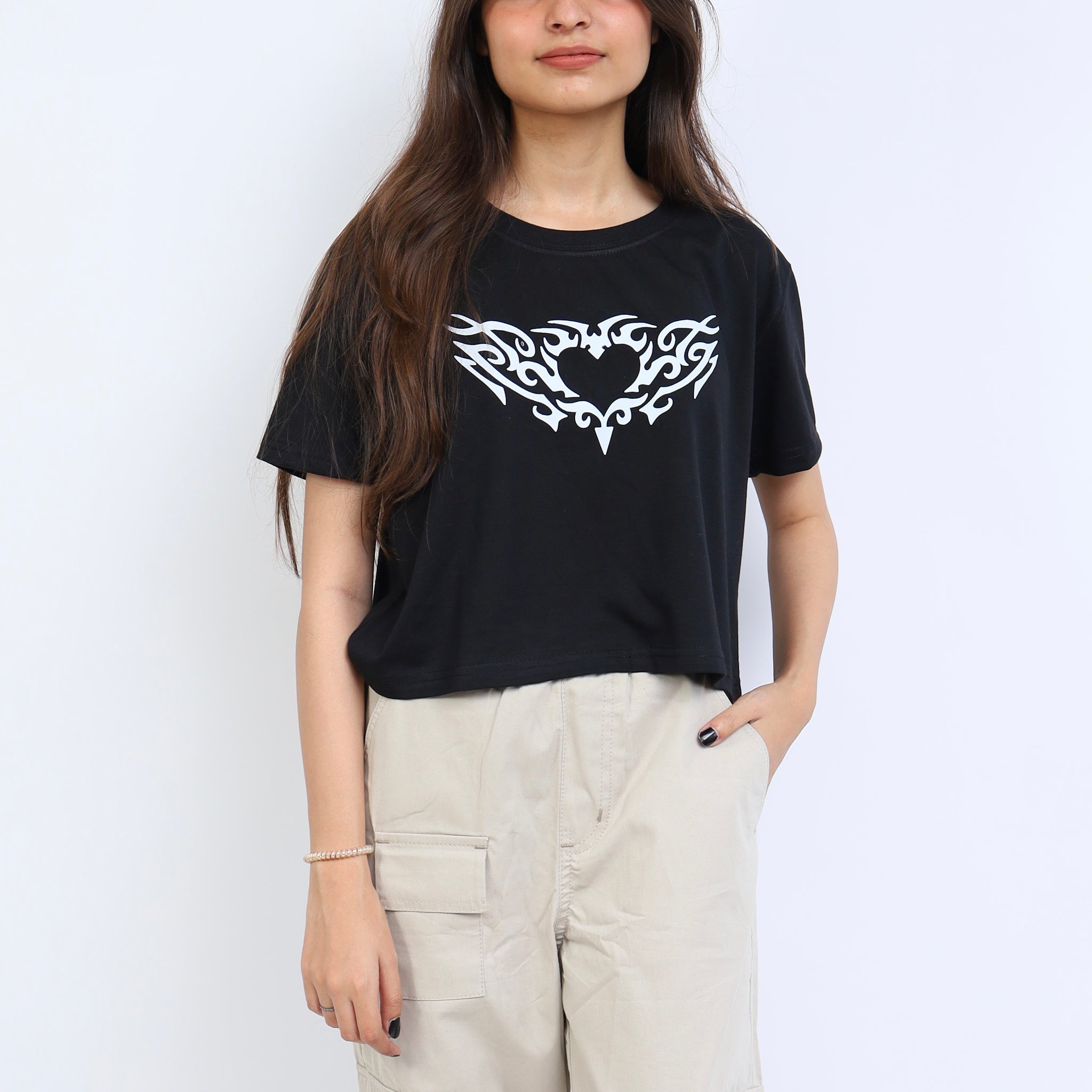 HEART PRINTED CROP TOP