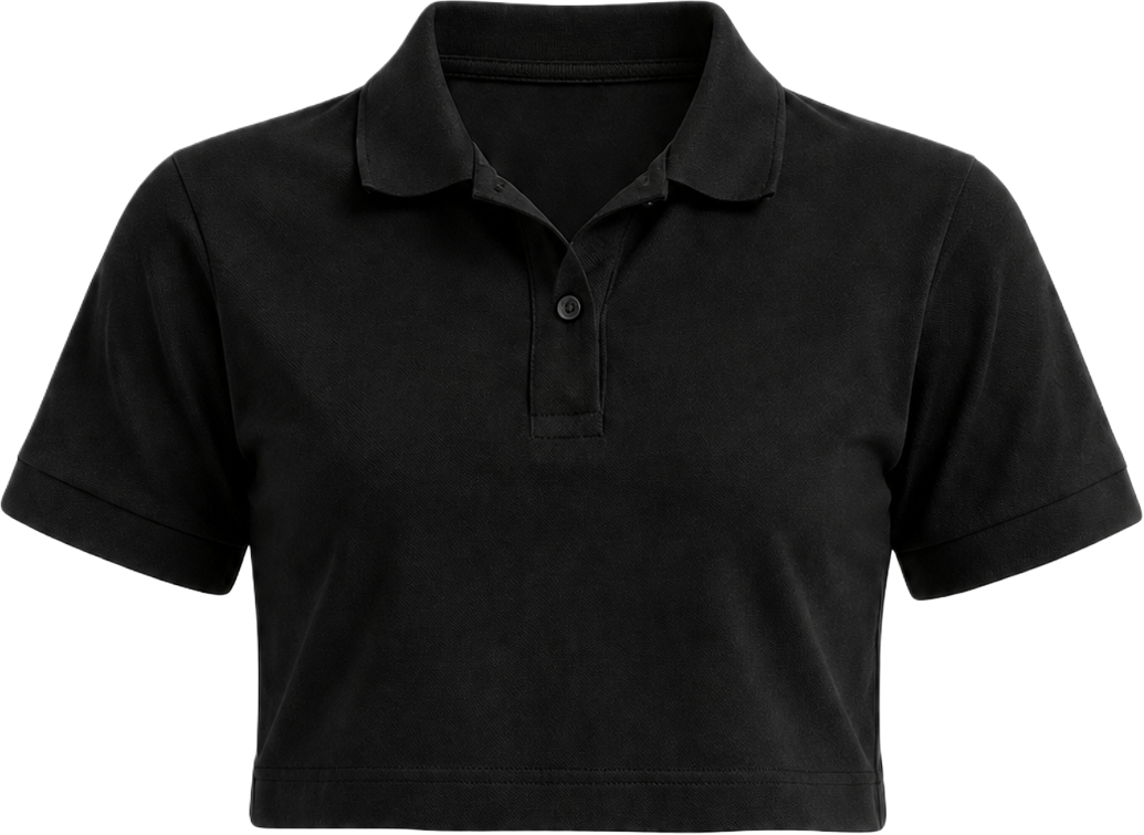 BLACK CROP POLO