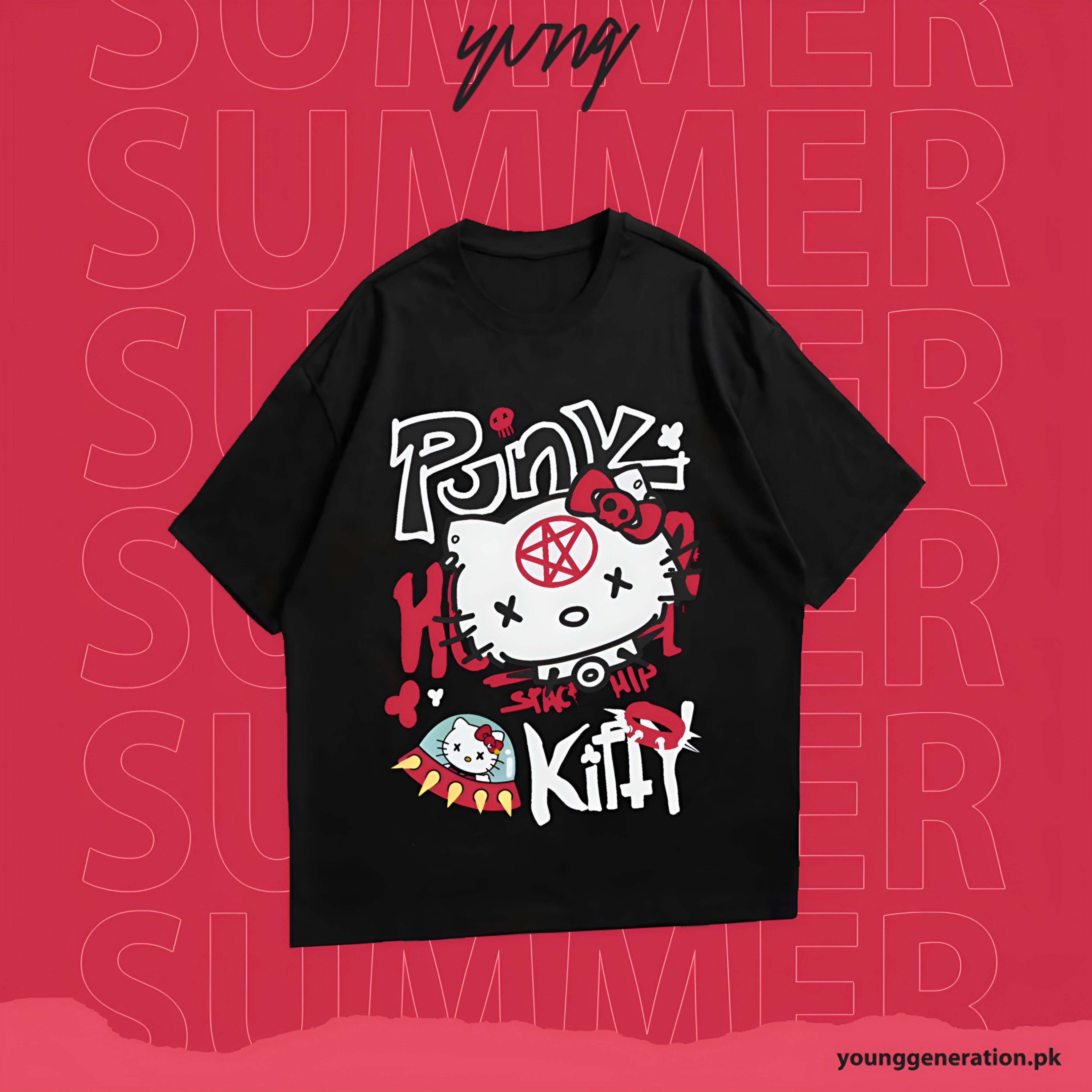 PUNK KITTY OVERSIZE & DROP SHOULDER T-SHIRT