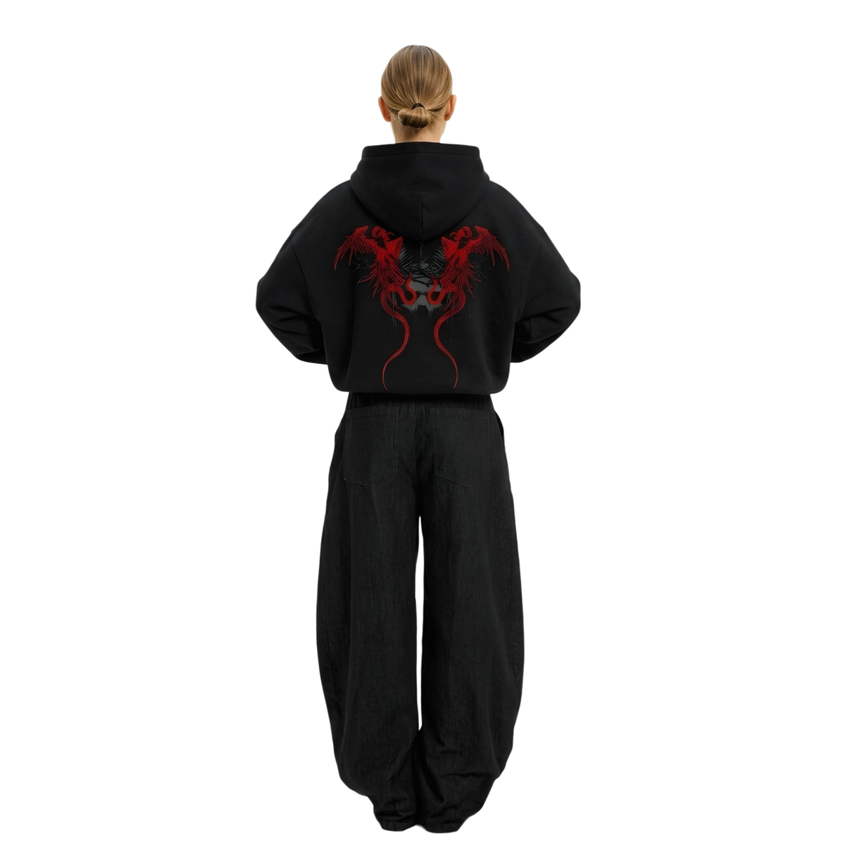 CRIMSON FALLEN ANGEL BOXY FIT HOODIE