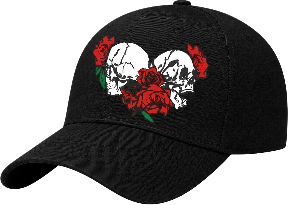 SKELETON AND FLOWER VINTAGE CAP