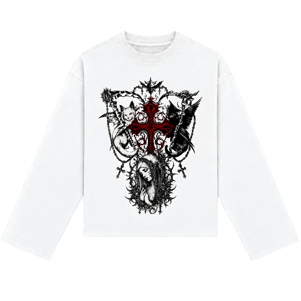 Infernal Twin Dragon crop full sleeve tee