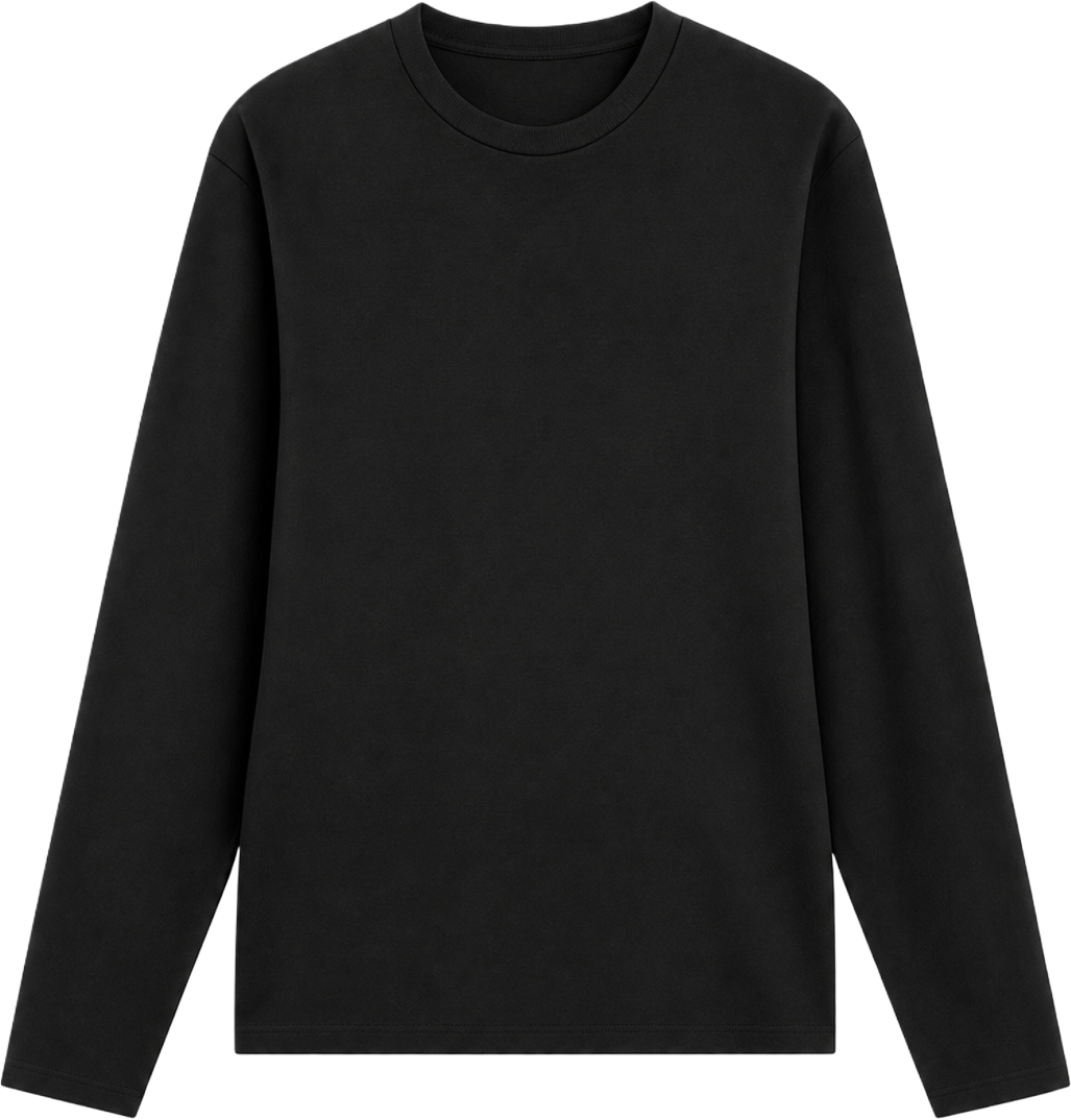 Regular-Fit Basic Tee Black Full Sleeve