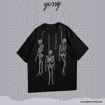 SKULL HANGED OVERSIZE & DROP SHOULDER T-SHIRT