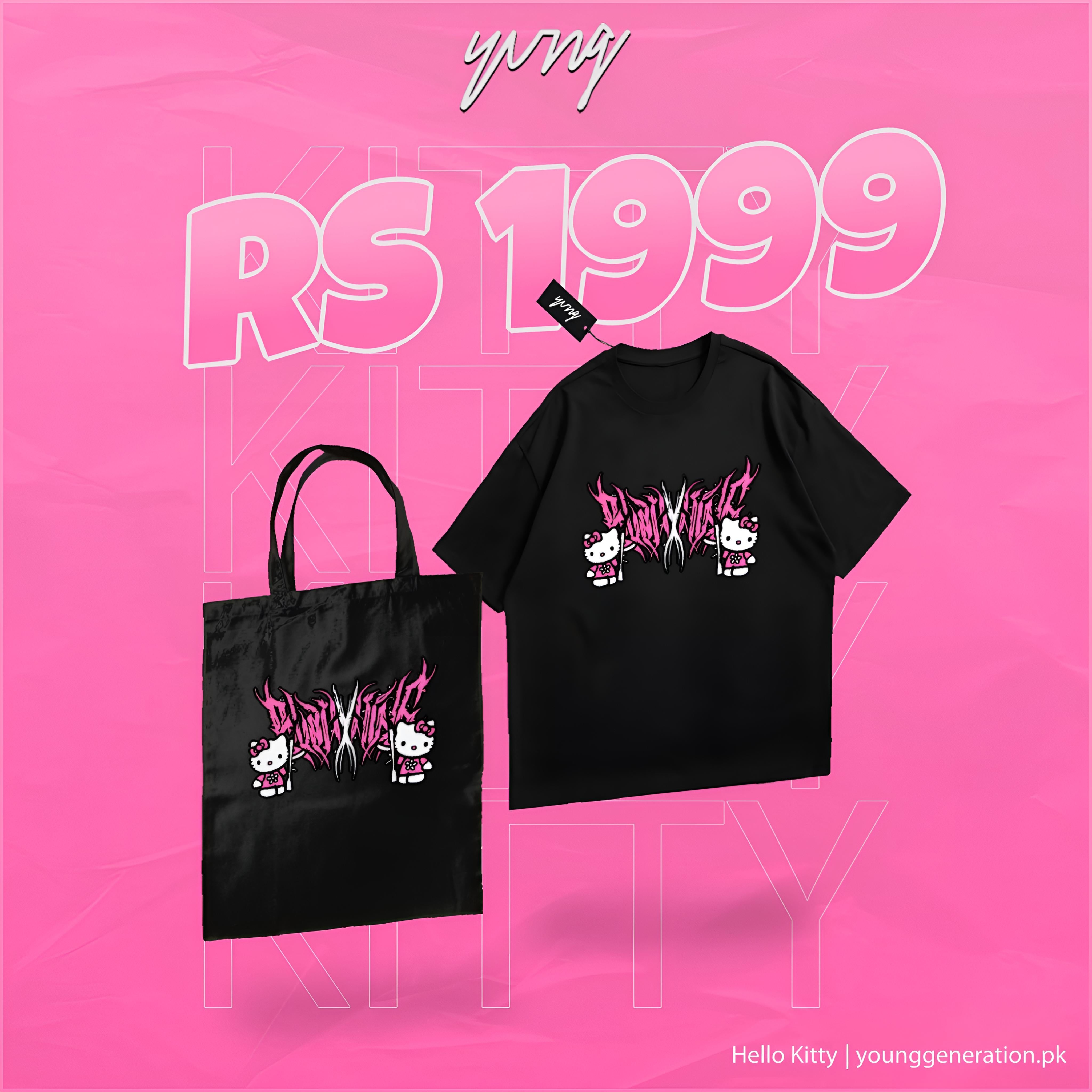 HELLO KITTY OVERSIZE T-SHIRT AND TOTE BAG