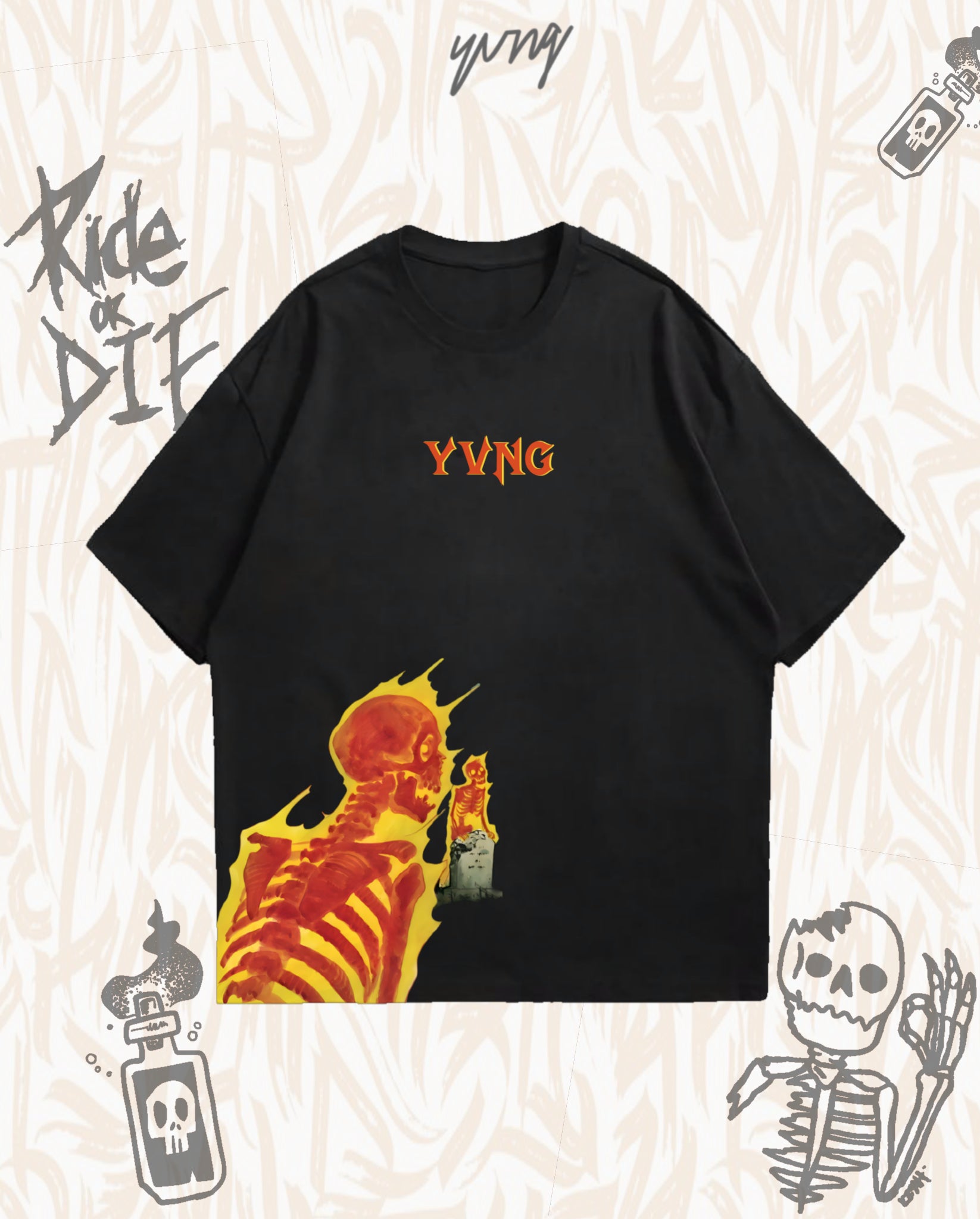 SKELETON YVNG SPECIAL OVERSIZE & DROP SHOULDER T-SHIRT